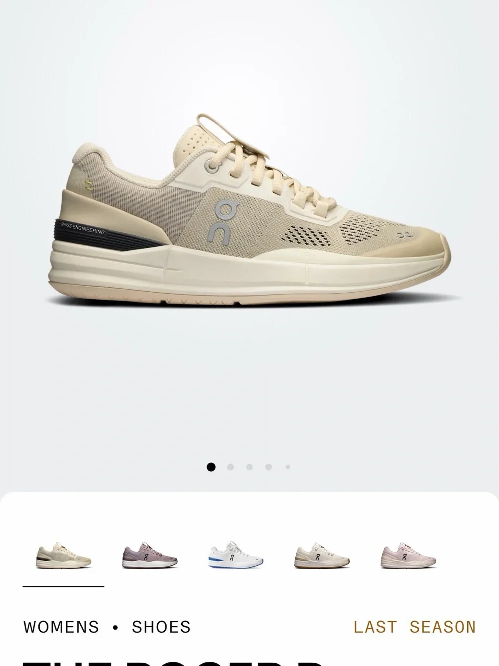 On Cloud Running women's Roger Pro Sneakers in Beige, tan and Cream